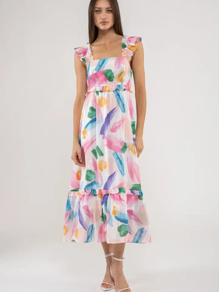 Brush Stroke Midi Dress