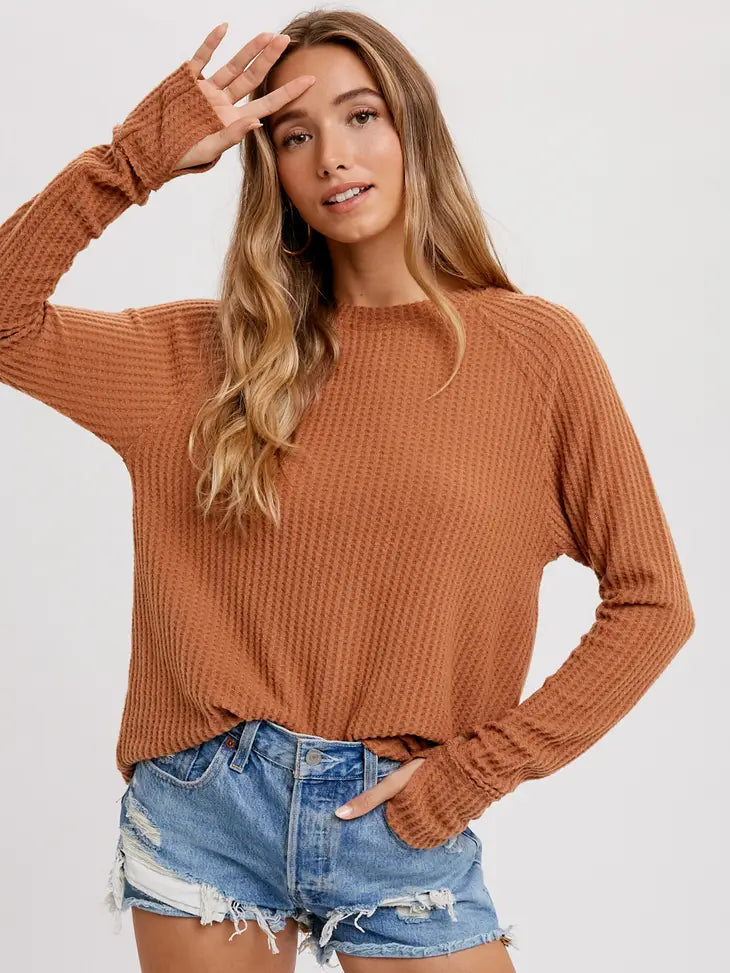 Brushed Waffle Knit Top