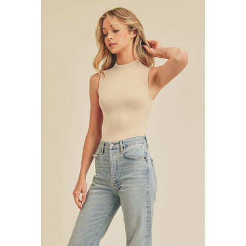 Mock Neck Bodysuit, Cream