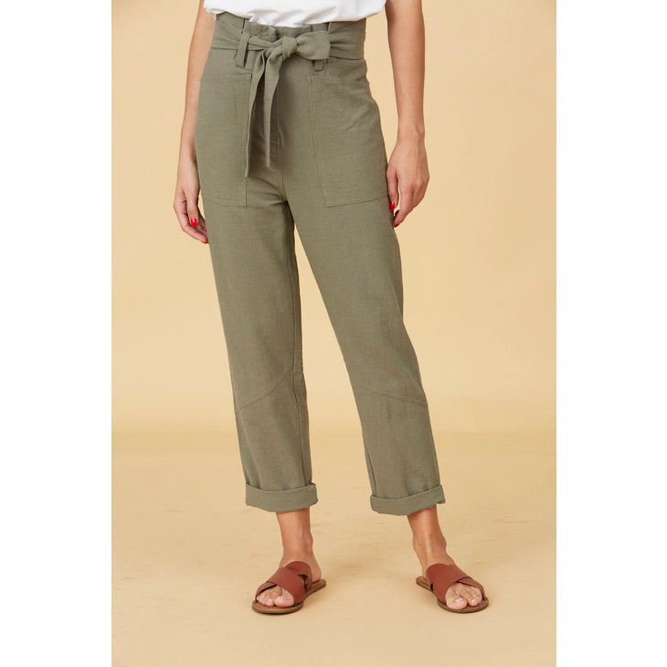 Leading The Pack Belted Paperbag Waist Pants (Olive) · NanaMacs