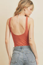 Load image into Gallery viewer, Ribbed Scoop Neck Bodysuit- Rust
