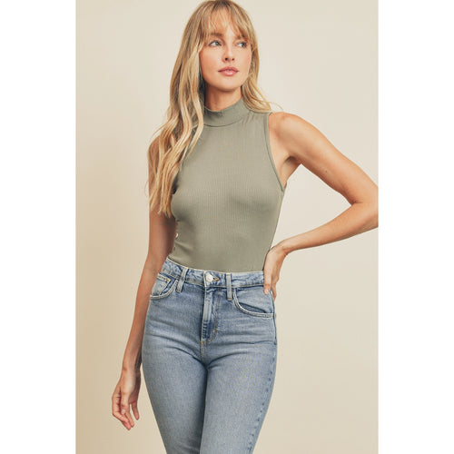 Mock Neck Bodysuit- Sage Green