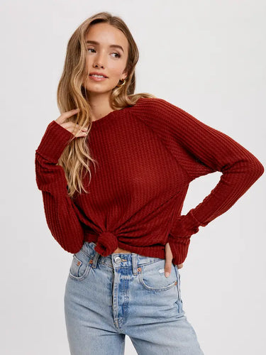 Brushed Waffle Knit Top